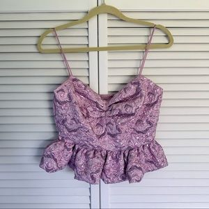 ZARA Ruffle Hem Metallic Tank